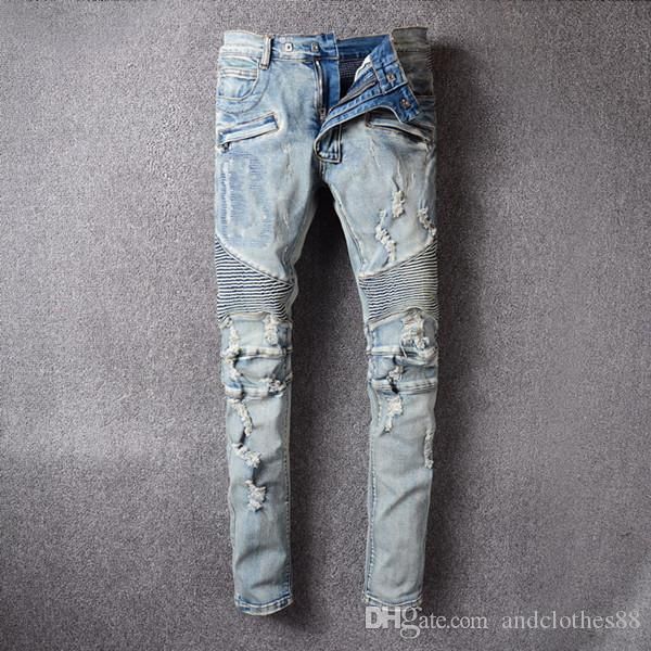 2020 mens distressed ripped mens ripped jeans slim motorcycle biker denim men fashion designer hip hop jeans mens designer sweatpants, Blue
2020 mens distressed ripped mens ripped jeans slim motorcycle biker denim men fashion designer hip hop jeans mens designer sweatpants, Blue