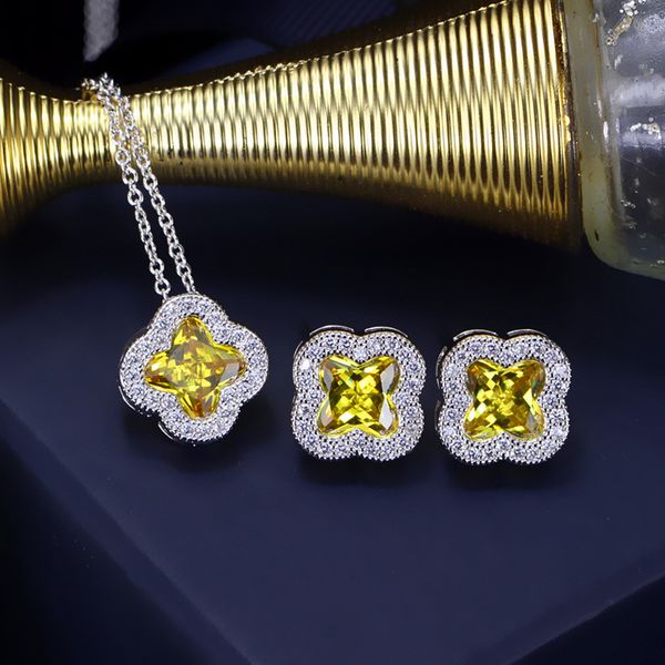 fashion clover shaped cubic zirconia necklace set for women wedding party classical design jewelry gift for christmas, Silver
fashion clover shaped cubic zirconia necklace set for women wedding party classical design jewelry gift for christmas, Silver
