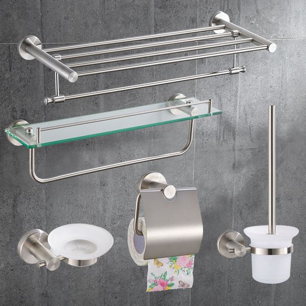 304 stainlesss steel bathrroom hardware accesssories set brushed towel rack toilet paper holder soap dish gancho de ropa
304 stainlesss steel bathrroom hardware accesssories set brushed towel rack toilet paper holder soap dish gancho de ropa
