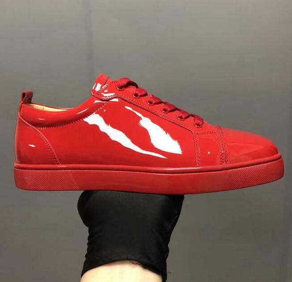 brand designer sneakers red bottom low cut patent leather flats shoes for men women leather sneakers casual shoes with dust bagshoe, Black
brand designer sneakers red bottom low cut patent leather flats shoes for men women leather sneakers casual shoes with dust bagshoe, Black