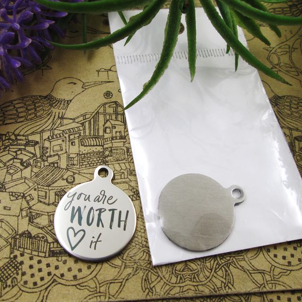40pcs--"you are worth it"stainless steel charms more style for choosing diy charms pendants for necklace, Bronze;silver
40pcs--"you are worth it"stainless steel charms more style for choosing diy charms pendants for necklace, Bronze;silver