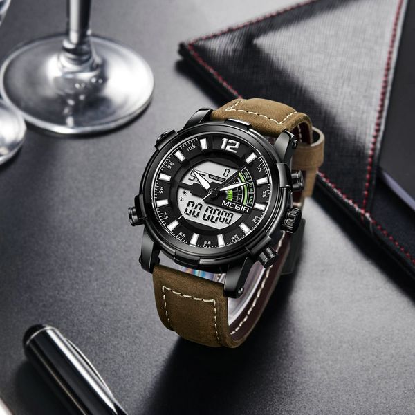 megir top digital watch men quartz clock 2 time zone alarm chronograph multifunction fashion sport wristwatch 2019, Slivery;brown
megir top digital watch men quartz clock 2 time zone alarm chronograph multifunction fashion sport wristwatch 2019, Slivery;brown