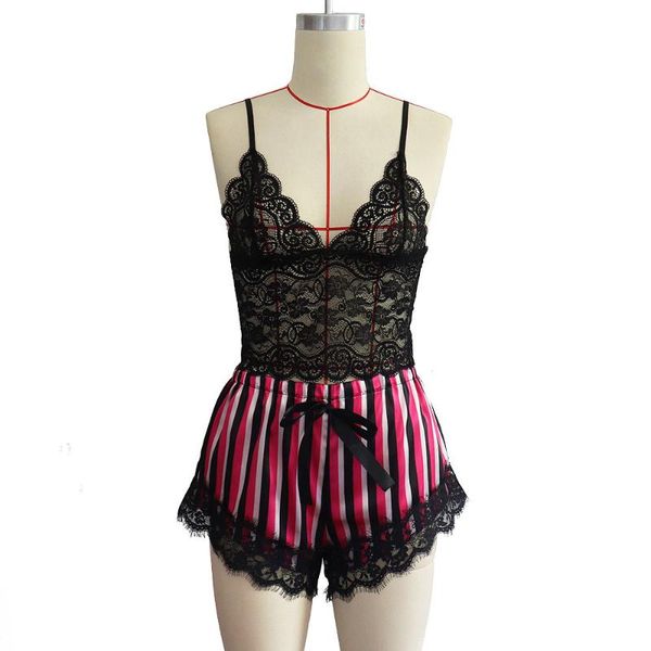 women's sleepwear girl lingerie women cami with bow stripe shorts pajama lace suspender underwear suit female deep v sling nightwear, Black;red
women's sleepwear girl lingerie women cami with bow stripe shorts pajama lace suspender underwear suit female deep v sling nightwear, Black;red
