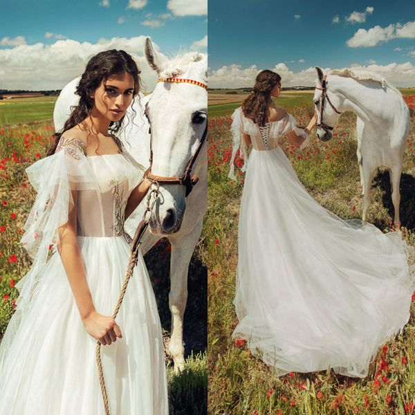 2020 a line wedding dresses jewel capped sleeves applique lace wedding dress lace-up back sweep train bridal gowns robe de mariée, White
2020 a line wedding dresses jewel capped sleeves applique lace wedding dress lace-up back sweep train bridal gowns robe de mariée, White