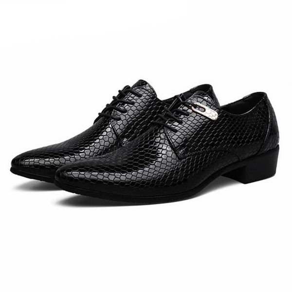men's snakeskin grain leather lace-up dress shoes mens business office oxfords man casual wedding flats, Black
men's snakeskin grain leather lace-up dress shoes mens business office oxfords man casual wedding flats, Black