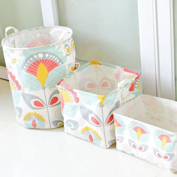 3 size natural juten waterproof pe coating underwear toy storage basket sundries storage stationery container laundry boxes