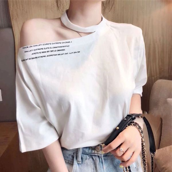 women halter short sleeve t-shirt summer korean fashion strapless t-shirt tees large size letter t white cotton shirts
women halter short sleeve t-shirt summer korean fashion strapless t-shirt tees large size letter t white cotton shirts