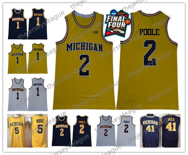 michigan wolverines #2 poole matthews webber rose howard rice stitched yellow white navy blue final four patch ncaa basketball jersey, Black
michigan wolverines #2 poole matthews webber rose howard rice stitched yellow white navy blue final four patch ncaa basketball jersey, Black