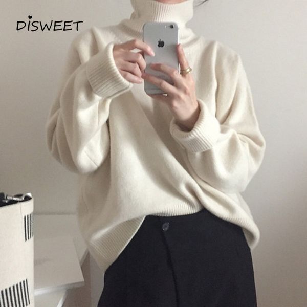 autumn knit sweater ladies korean version of the high collar slim long sleeve pullover women elegant warm loose sweater woman, White;black
autumn knit sweater ladies korean version of the high collar slim long sleeve pullover women elegant warm loose sweater woman, White;black