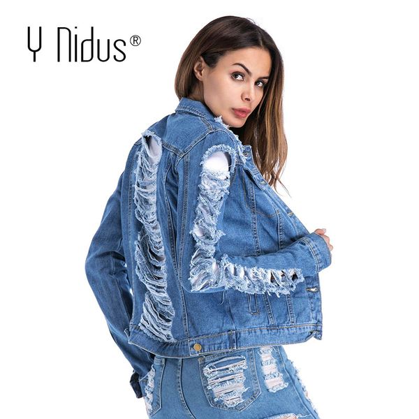 y nidus women denim jacket broken hole jean jackets 2019 vintage female button plus size coat pocket harajuku jacket streetwear, Black;brown
y nidus women denim jacket broken hole jean jackets 2019 vintage female button plus size coat pocket harajuku jacket streetwear, Black;brown