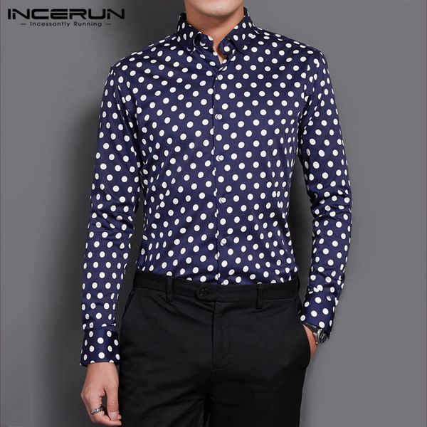 incerun autumn business polka dot shirt men long sleeve lapel casual brand button blouse 2019 fashion social mens shirts camisa, White;black
incerun autumn business polka dot shirt men long sleeve lapel casual brand button blouse 2019 fashion social mens shirts camisa, White;black