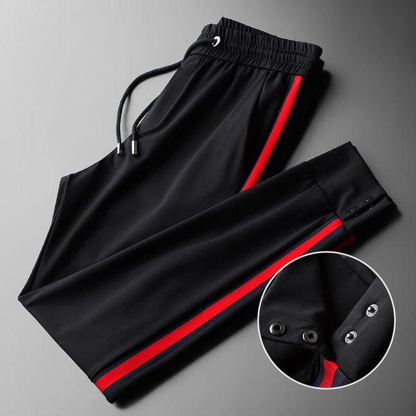 men's pants minglu mens luxury red ribbon elastic waist casual sport male slim fit man trousers, Black
men's pants minglu mens luxury red ribbon elastic waist casual sport male slim fit man trousers, Black