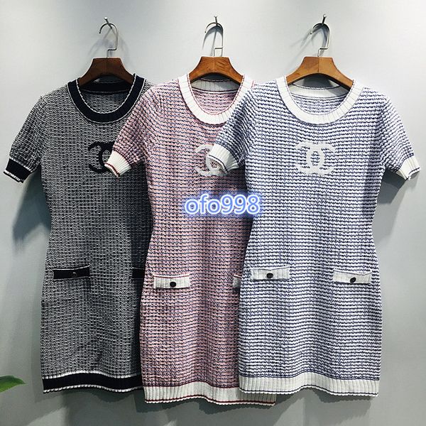 women girls knit tight dress letter with stripe pritning crew neck short sleeve bodycon skirt milano runway fashion design luxury dresses, Black;gray
women girls knit tight dress letter with stripe pritning crew neck short sleeve bodycon skirt milano runway fashion design luxury dresses, Black;gray