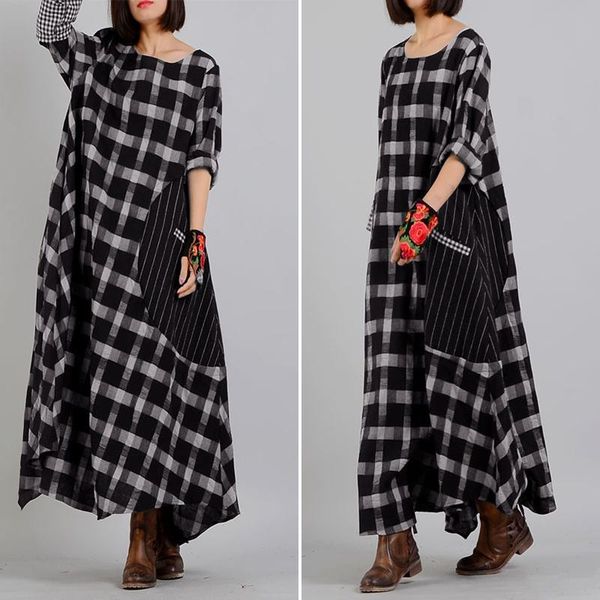 casual dresses spring maxi long dress zanzea women vintage plaid checked loose sundress vestido robe femme o neck sleeve kaftan, Black;gray
casual dresses spring maxi long dress zanzea women vintage plaid checked loose sundress vestido robe femme o neck sleeve kaftan, Black;gray