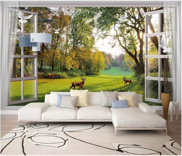 custom large-scale mural 3d p wallpaper out of the window scenery woods small river side deer pigeons dream tv sofa background wall
custom large-scale mural 3d p wallpaper out of the window scenery woods small river side deer pigeons dream tv sofa background wall