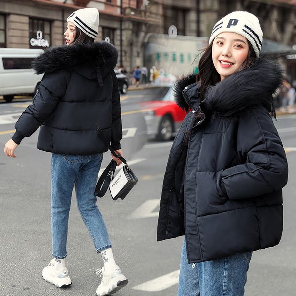women winter jackets short style cotton padded parkas 2019 fashion thick warm jackets slim solid sweet fur for female, Black
women winter jackets short style cotton padded parkas 2019 fashion thick warm jackets slim solid sweet fur for female, Black