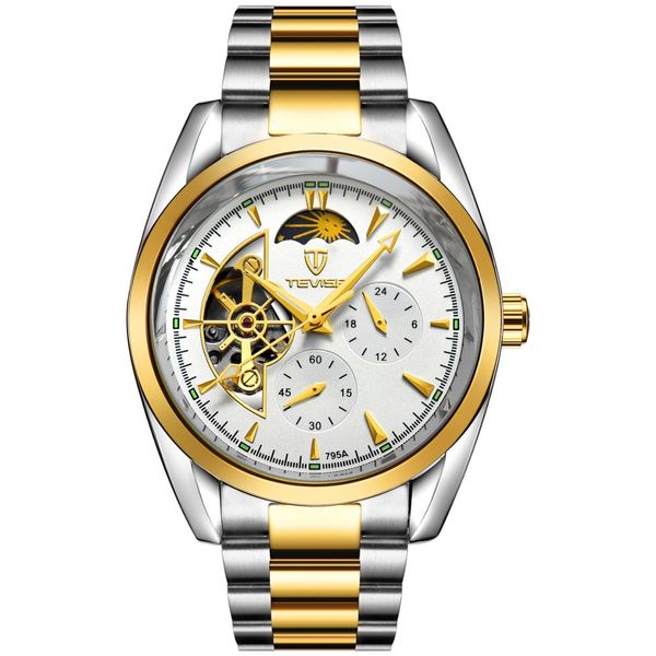 tevise men moon phase mechanical wrist watch brand luxury men stainless steel skeleton automatic watch reloj hombre, Slivery;brown
tevise men moon phase mechanical wrist watch brand luxury men stainless steel skeleton automatic watch reloj hombre, Slivery;brown