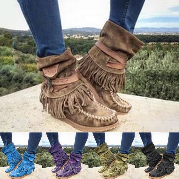 rome style women's ethnic ankle boots winter suede tassel short boot girls fashion low heel flat cozy shoes fringe pleated botas, Black
rome style women's ethnic ankle boots winter suede tassel short boot girls fashion low heel flat cozy shoes fringe pleated botas, Black