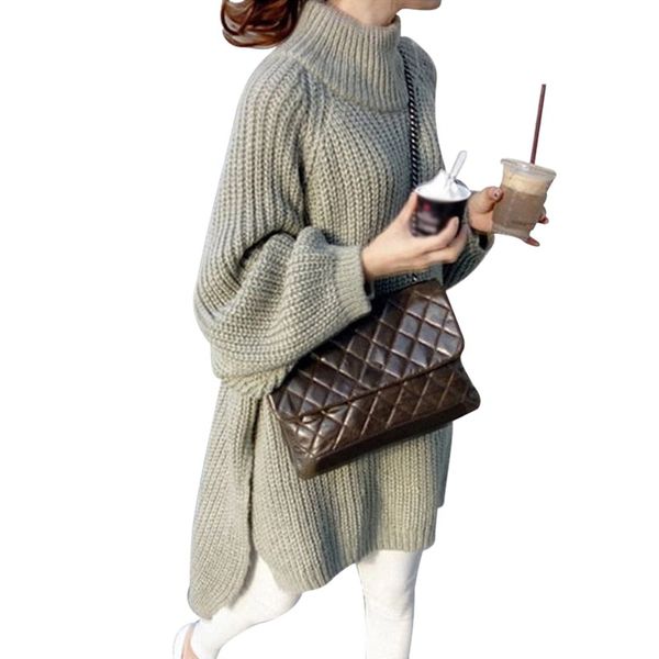 girl women autumn winter solid color sweater slim long sleeve loose half high collar bottom knit mid-length sweaters, White;black
girl women autumn winter solid color sweater slim long sleeve loose half high collar bottom knit mid-length sweaters, White;black