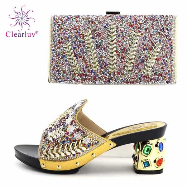 latest gold color italian shoes and bags to match shoe with bag set decorated with rhinestone nigerian women party, Black
latest gold color italian shoes and bags to match shoe with bag set decorated with rhinestone nigerian women party, Black