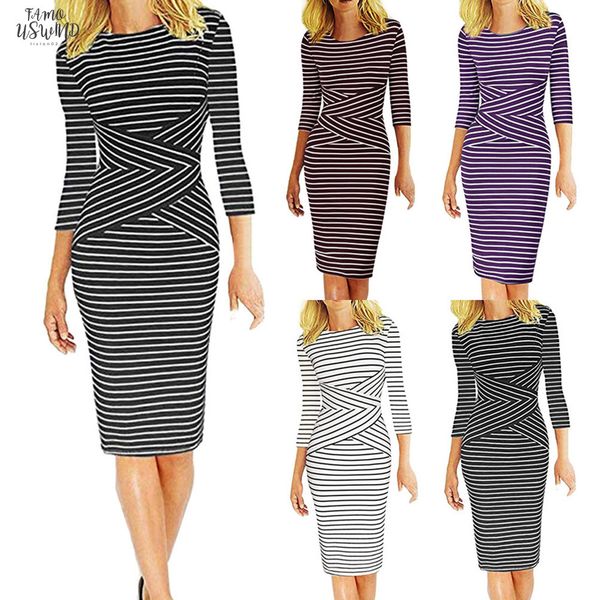 women sheath pencil dress and flarethree quarter sleeve polyester striped work wear business cocktail pencil dress, Black;gray
women sheath pencil dress and flarethree quarter sleeve polyester striped work wear business cocktail pencil dress, Black;gray