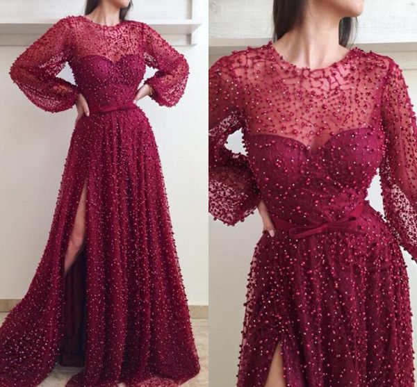 pearls major beading evening gowns formal long sleeve 2020 jewel neck side split prom gowns plus size robes de caftan abaya dubai al6251, Black;red
pearls major beading evening gowns formal long sleeve 2020 jewel neck side split prom gowns plus size robes de caftan abaya dubai al6251, Black;red