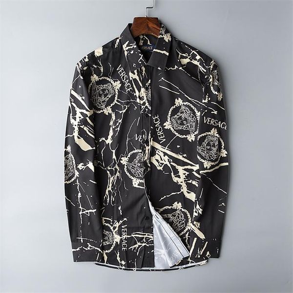 2020 high-end new long-sleeved lapel men's shirt s-3xl vg27, White;black