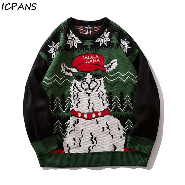icpans sweater streetwear men women hip hop knitted sweater pullover checkered autumn 2019 retro street christmas, White;black
icpans sweater streetwear men women hip hop knitted sweater pullover checkered autumn 2019 retro street christmas, White;black