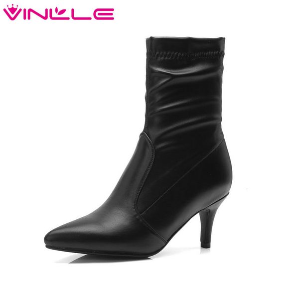 vinlle 2019 boots pu leather fashion women mid calf boots thin high heel shoes women motorcycle big size 34-43, Black
vinlle 2019 boots pu leather fashion women mid calf boots thin high heel shoes women motorcycle big size 34-43, Black