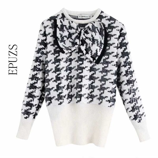 fashion bow houndstooth sweater women knitted pullover chic winter sequined korean womens sweater 2020 new, White;black
fashion bow houndstooth sweater women knitted pullover chic winter sequined korean womens sweater 2020 new, White;black