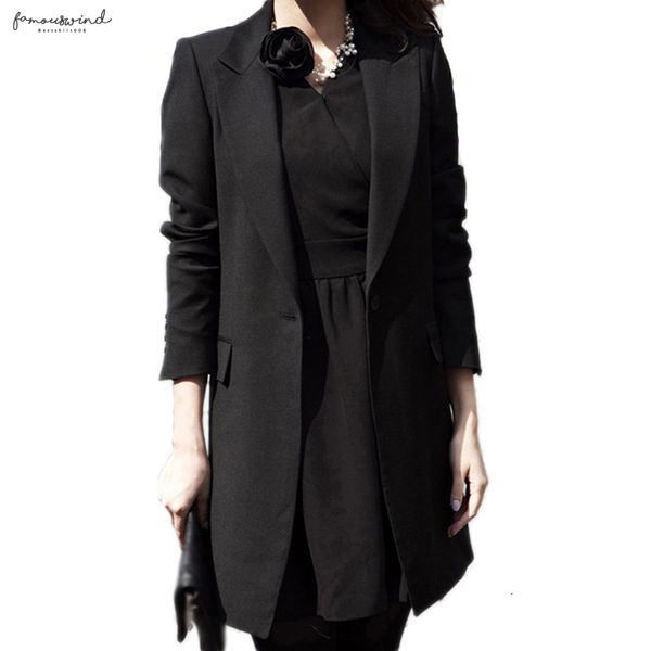 women spring blazer casual suit 2019 collar long sleeve blazer solid single button black long coat outwear feminino jacket, White;black
women spring blazer casual suit 2019 collar long sleeve blazer solid single button black long coat outwear feminino jacket, White;black