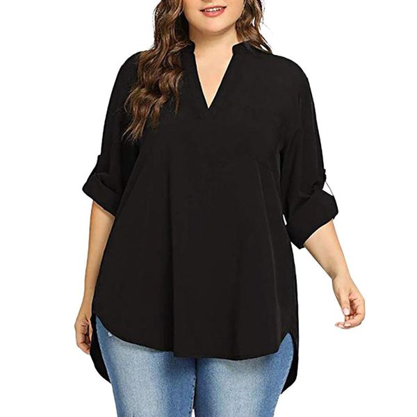 plus size women v-neck long sleeve solid pocket pullover blouse dames blouses lange mouwen blusa de mujer e#, White
plus size women v-neck long sleeve solid pocket pullover blouse dames blouses lange mouwen blusa de mujer e#, White