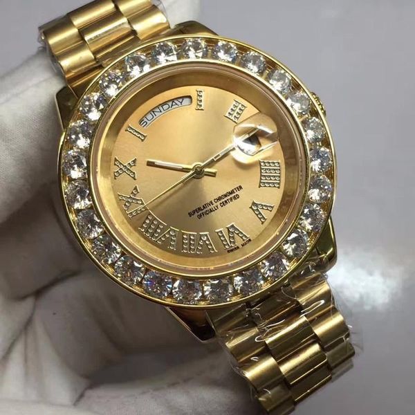 2019 de luxury super good president day date watch big diamond bezel black dial mens reloj watches, Slivery;brown 
2019 de luxury super good president day date watch big diamond bezel black dial mens reloj watches, Slivery;brown