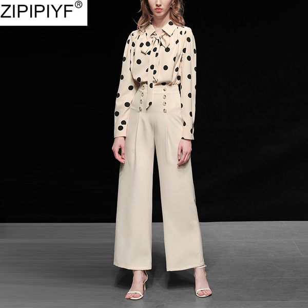 two piece dress 2021 spring streetwear women outfit pieces set long wide leg pant fashion elegant v-necklong sleeve dot blouse suit, White
two piece dress 2021 spring streetwear women outfit pieces set long wide leg pant fashion elegant v-necklong sleeve dot blouse suit, White