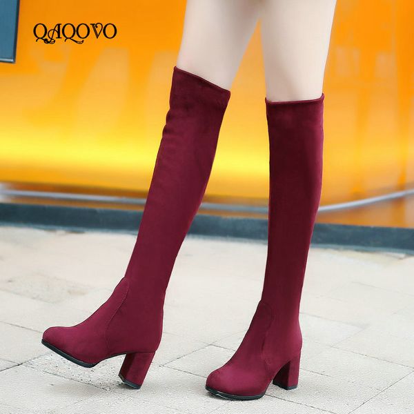 women's winter boots flock knee high boots fashion high heel long slip on stretch autumn shoes woman 2019 new, Black
women's winter boots flock knee high boots fashion high heel long slip on stretch autumn shoes woman 2019 new, Black