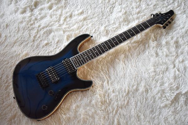 factory custom blue 7 strings electric guitar with flame maple veneer,neck-thru body,24 frets,black hardware,can be customized
factory custom blue 7 strings electric guitar with flame maple veneer,neck-thru body,24 frets,black hardware,can be customized