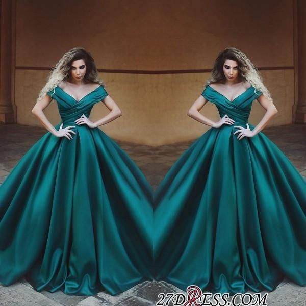 2019 decent green off-the-shoulder ball gown ruffles evening gown long modest v neck sleeveless prom dress formal party wear plus size, Black
2019 decent green off-the-shoulder ball gown ruffles evening gown long modest v neck sleeveless prom dress formal party wear plus size, Black