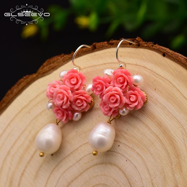 glseevo handmade natural coral red flower women's dangle earrings natural pearl dangle earrings luxury fine jewelry ge0608 cj191128, Golden
glseevo handmade natural coral red flower women's dangle earrings natural pearl dangle earrings luxury fine jewelry ge0608 cj191128, Golden