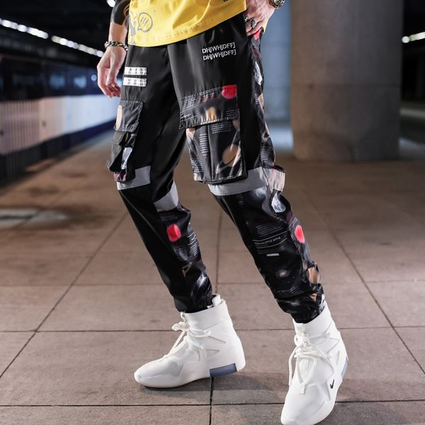 new fashion spring cargo pants contrast colors patchwork bottom-tied sweatpants men joggers elastic waist trousers, Black
new fashion spring cargo pants contrast colors patchwork bottom-tied sweatpants men joggers elastic waist trousers, Black
