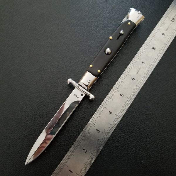 New tyle 9inch black horn italian tyle patron aint folding blade pocket knive double auto 440 tainle teel blade camping knive
New tyle 9inch black horn italian tyle patron aint folding blade pocket knive double auto 440 tainle teel blade camping knive
