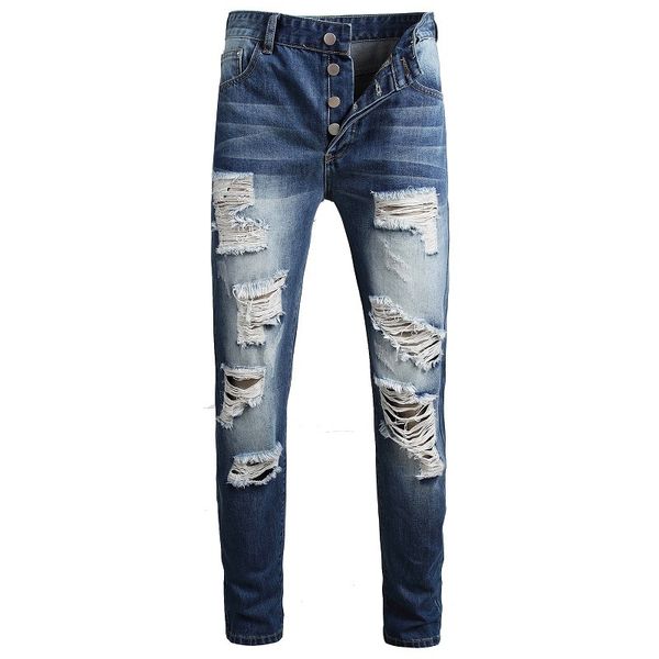 2020 summer european american men's nostalgic blue jeans straight button personality ripped jeans men's street beggar trousers
2020 summer european american men's nostalgic blue jeans straight button personality ripped jeans men's street beggar trousers