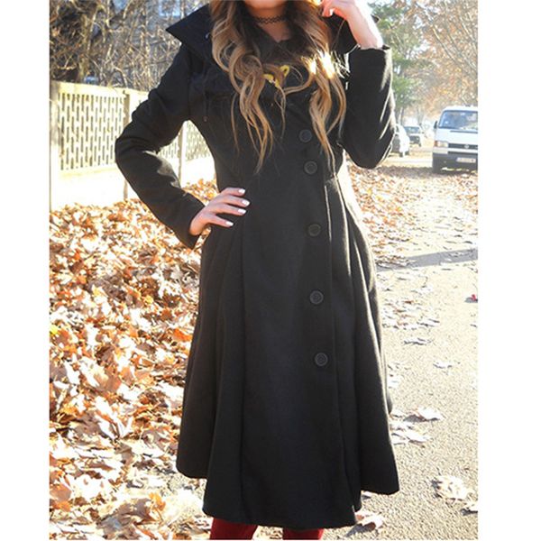 women woolen coat autumn winter warm slim coat plus size fashion lapel long parka overcoat windbreaker button woolen outwear, Black
women woolen coat autumn winter warm slim coat plus size fashion lapel long parka overcoat windbreaker button woolen outwear, Black