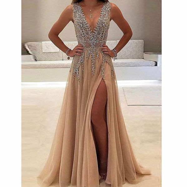 Summer Womens Wedding Party Dress Sexy Deep V Neck See Through Dresses Fashion Backless Dresses with Split
Summer Womens Wedding Party Dress Sexy Deep V Neck See Through Dresses Fashion Backless Dresses with Split