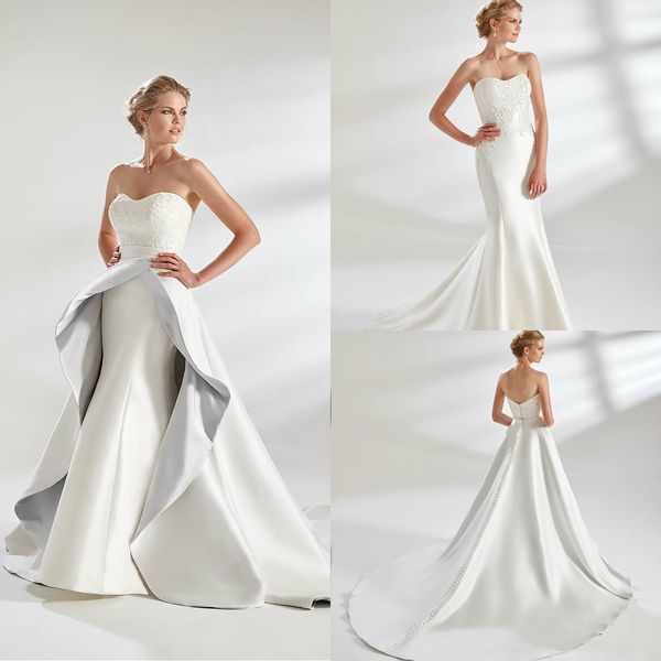 eddy k overskirt wedding dresses lace appliques sweetheart sweep train country mermaid wedding dress bridal gowns long robes de mariée, White
eddy k overskirt wedding dresses lace appliques sweetheart sweep train country mermaid wedding dress bridal gowns long robes de mariée, White