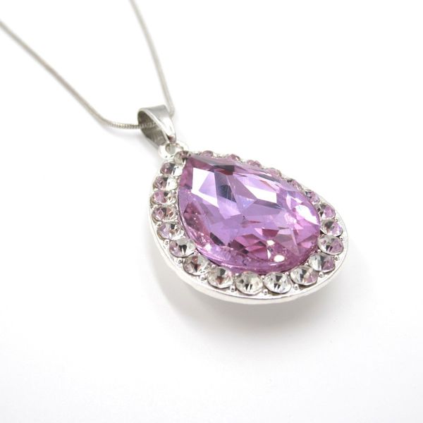 high fashion, the purple crystal lady teardrop amulet necklace  come and get it a13343, Silver
high fashion, the purple crystal lady teardrop amulet necklace  come and get it a13343, Silver