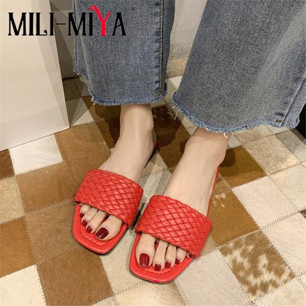sandals mili-miya classic design women woven pu leather solid color slip-on square heels summer casual slippers size 34-40, Black
sandals mili-miya classic design women woven pu leather solid color slip-on square heels summer casual slippers size 34-40, Black