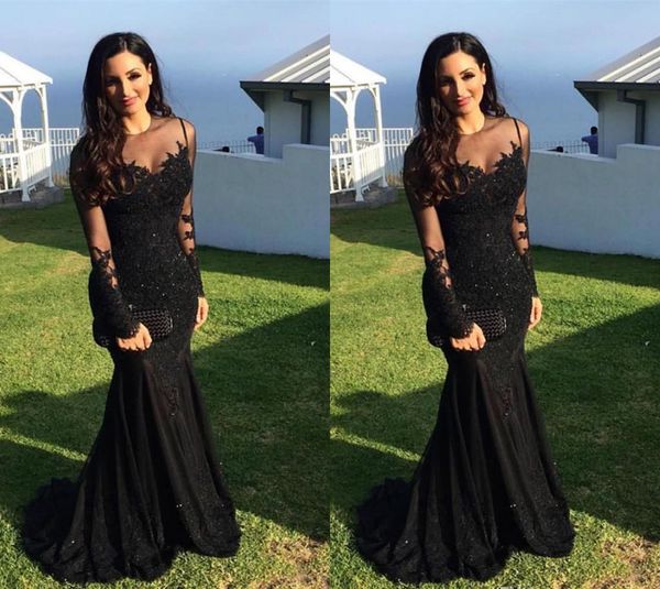 evening dresses arabic jewel neck illusion lace appliques crystal beaded black mermaid long sleeves formal party dress prom gowns, Black;red
evening dresses arabic jewel neck illusion lace appliques crystal beaded black mermaid long sleeves formal party dress prom gowns, Black;red