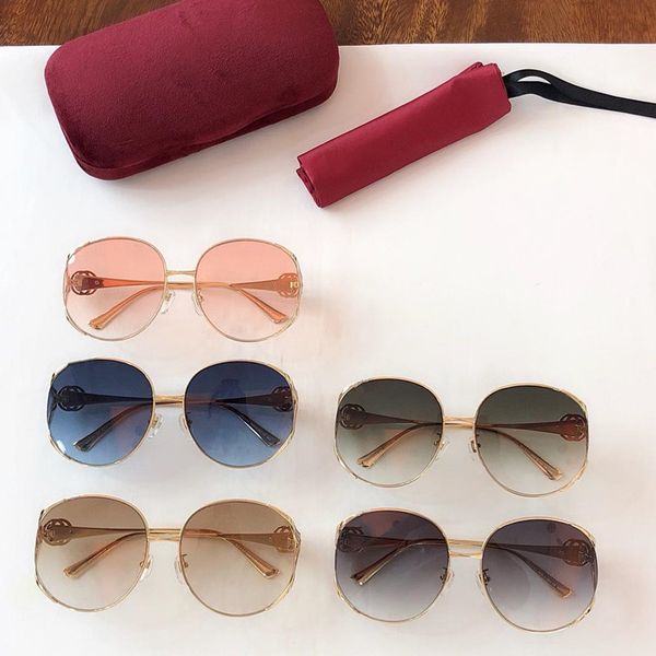 The Latest Style Women Sunglasses Classic Plate Frame Metal Mirror Legs Fashion Designer Popular Eyewear Protection Glasses 0225