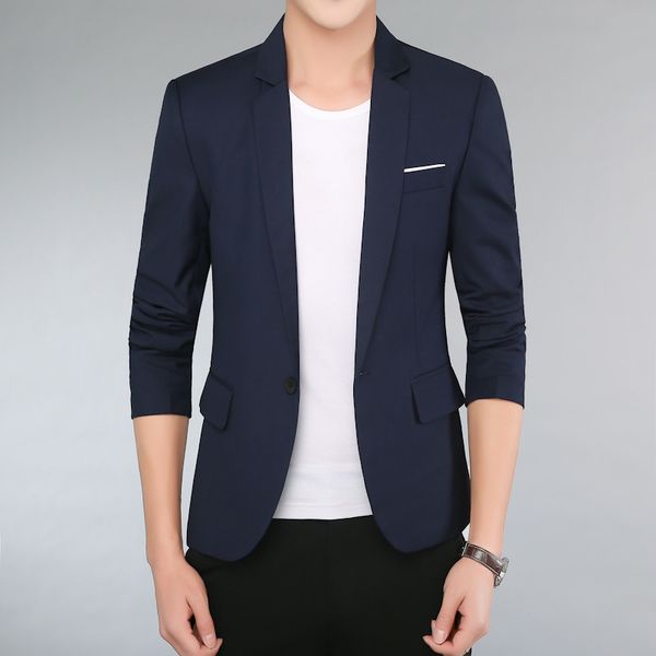 small suit half sleeve men suit male thin section seven points sleeve slim fit handsome trend, White;black
