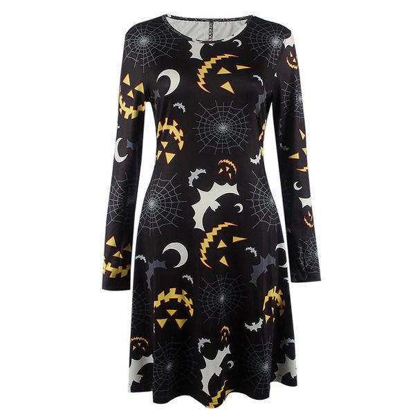fashion summer dress female women long sleeve pumpkins spider halloween evening prom costume swing dress elbise robe vestidos, Black;gray 
fashion summer dress female women long sleeve pumpkins spider halloween evening prom costume swing dress elbise robe vestidos, Black;gray